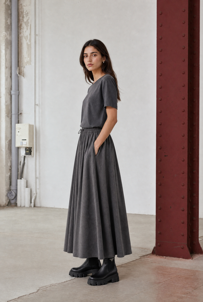 Top Uriele en flanelle légère | Gris foncé
