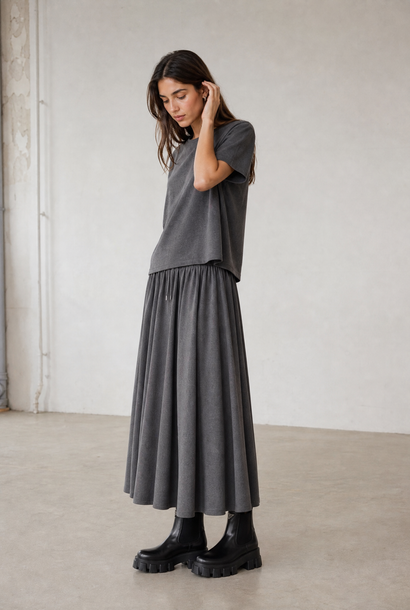 Top Uriele en flanelle légère | Gris foncé