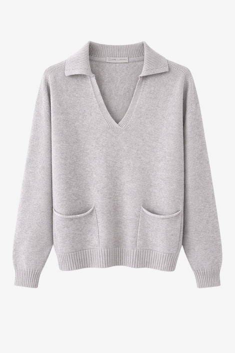 V-neck dyed Viskose pullover NB2310 | Light Grey