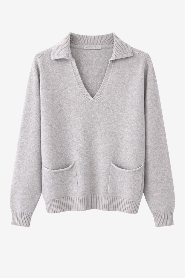 V-neck dyed Viskose pullover NB2310 | Light Grey