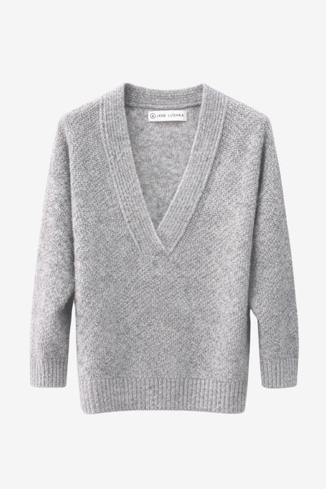 V-Ausschnitt melange pullover 26553 | Grey