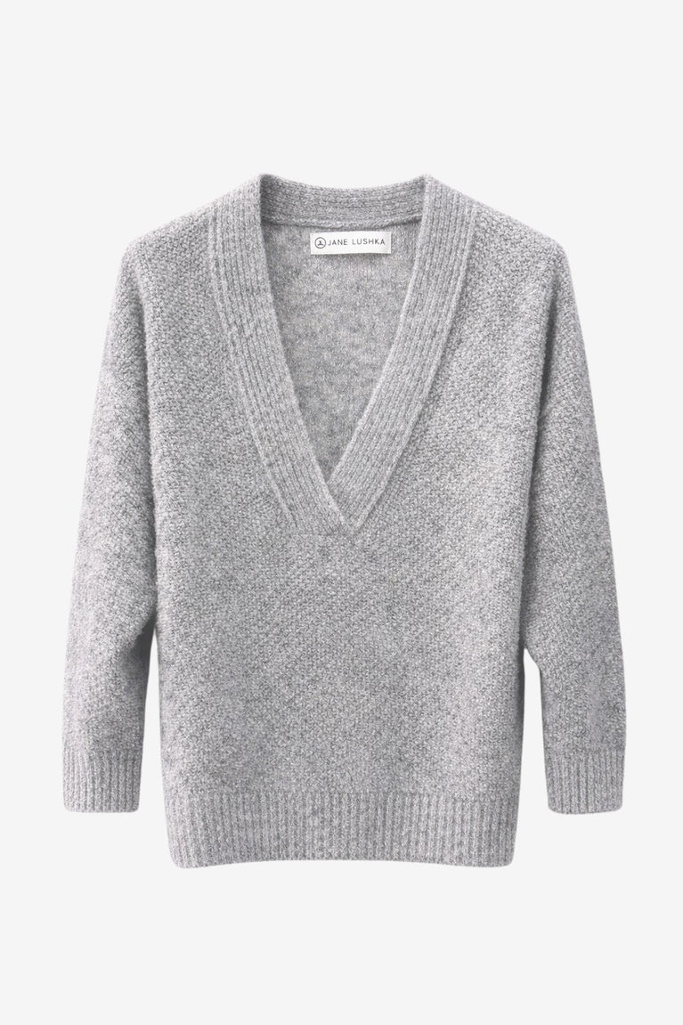 V-Ausschnitt melange pullover 26553 | Grey