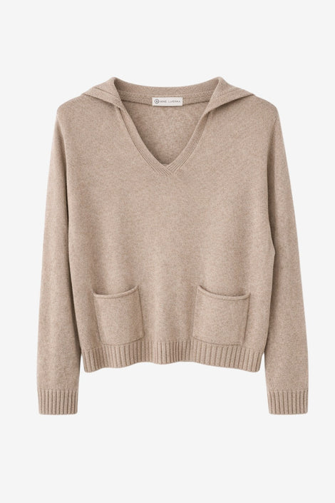 V-neck dyed Viskose pullover NB2310 | Camel