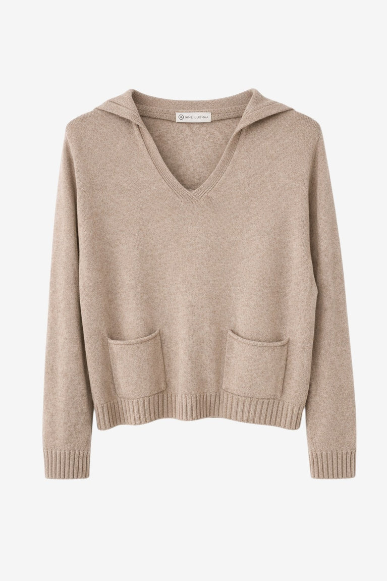 V-neck dyed Viskose pullover NB2310 | Camel