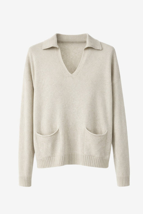 V-neck dyed Viskose pullover NB2310 | Ecru