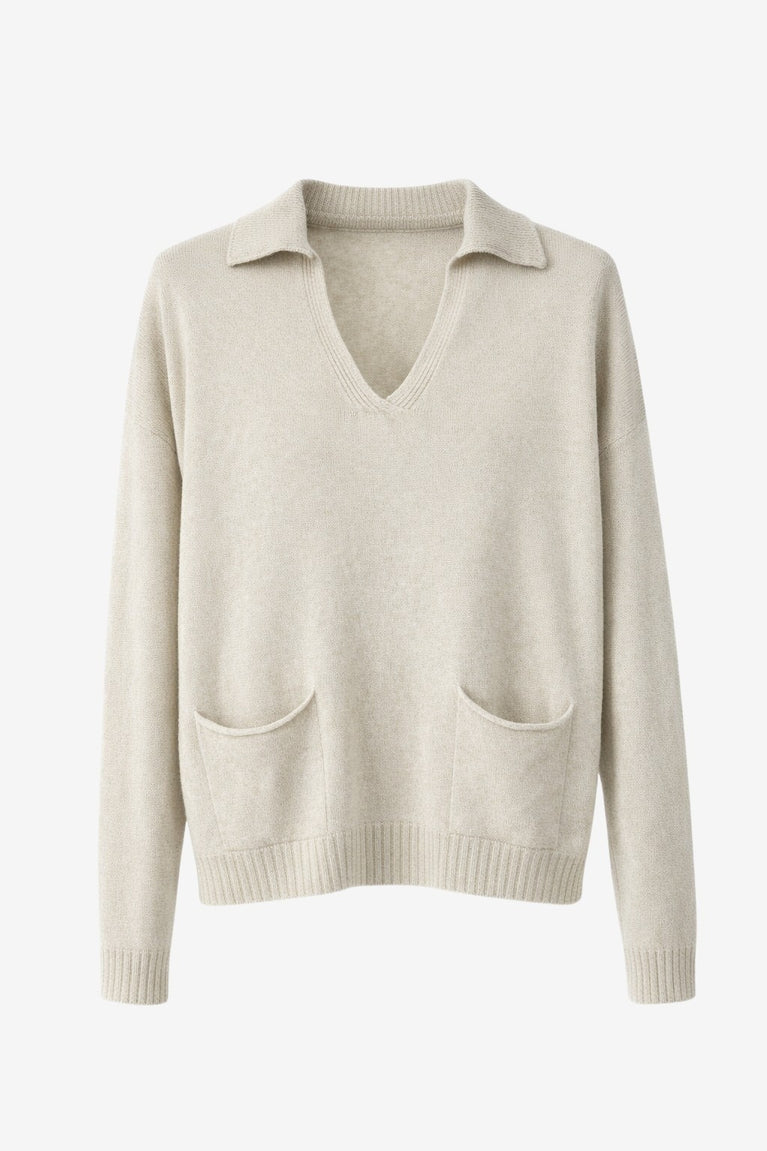 V-neck dyed Viskose pullover NB2310 | Ecru