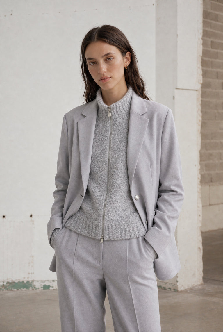 Vest Boucle Lang zip | Grey