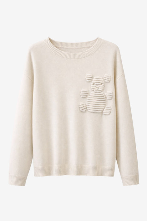 Viskose blend bear pullover 3040 | Ecru