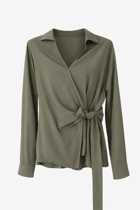 Vivi lyocell knot Bluse | Army