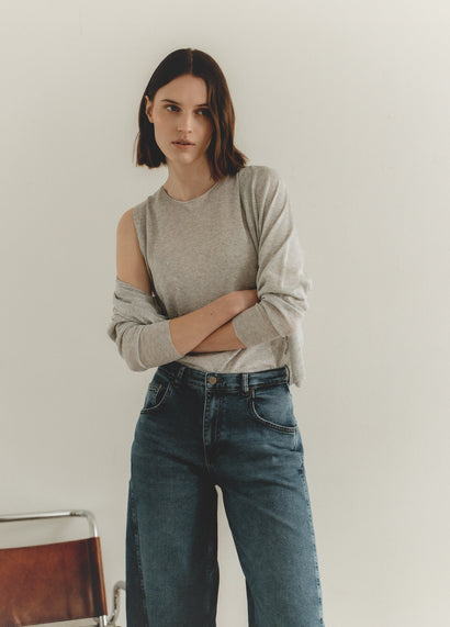Cardigan en viscose fine 26023 | Argenté