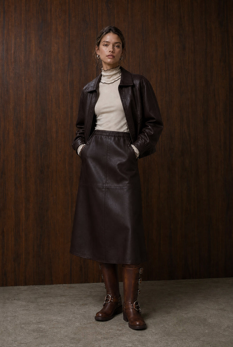 Elle eco leather rok | Dark Brown