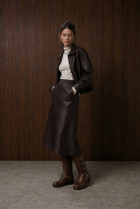 Elle eco leather rok | Dark Brown