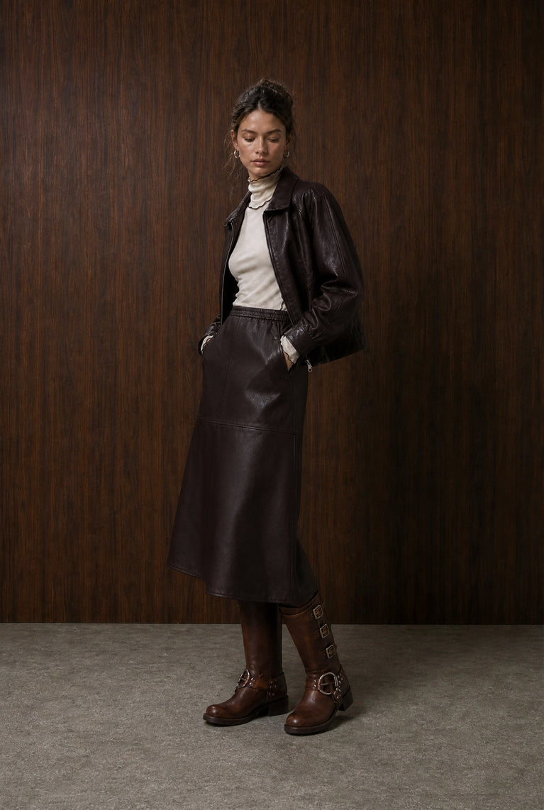 Elle eco leather rok | Dark Brown