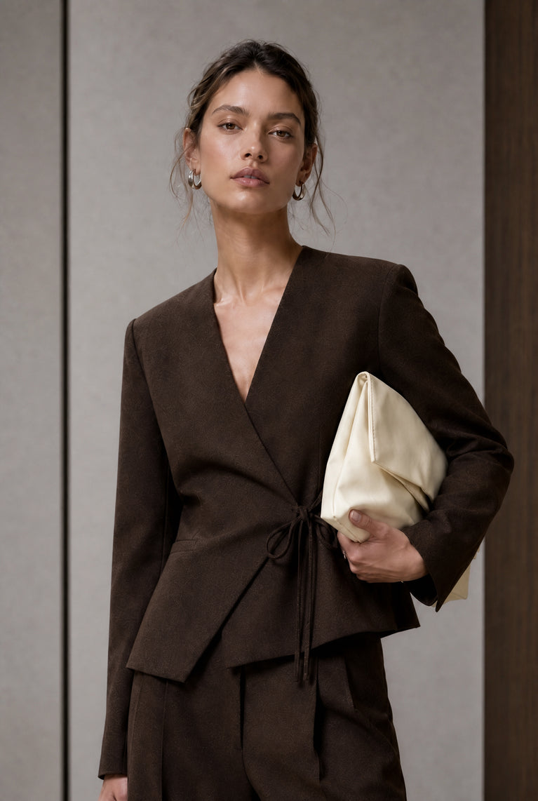 Lean wide-leg Hose | Dark Brown