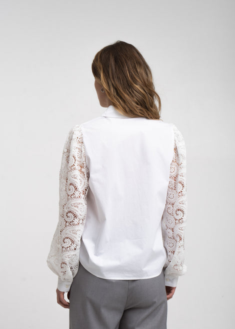 Stery embodery Popeline Bluse | White