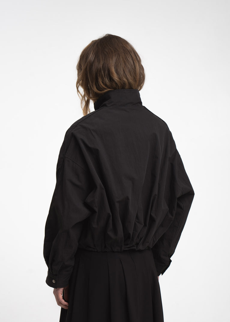 Awrora cotton pleated bomber jacket | Navy