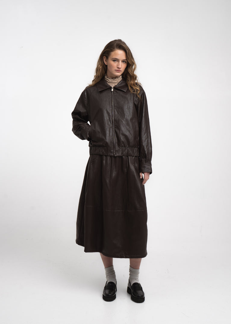 Pola eco leather bomber Jacke | Dark Brown