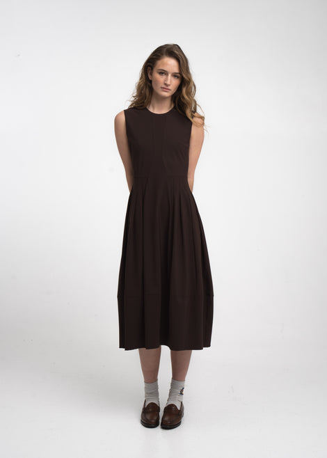 Heide jurk technical jersey | Chocolate