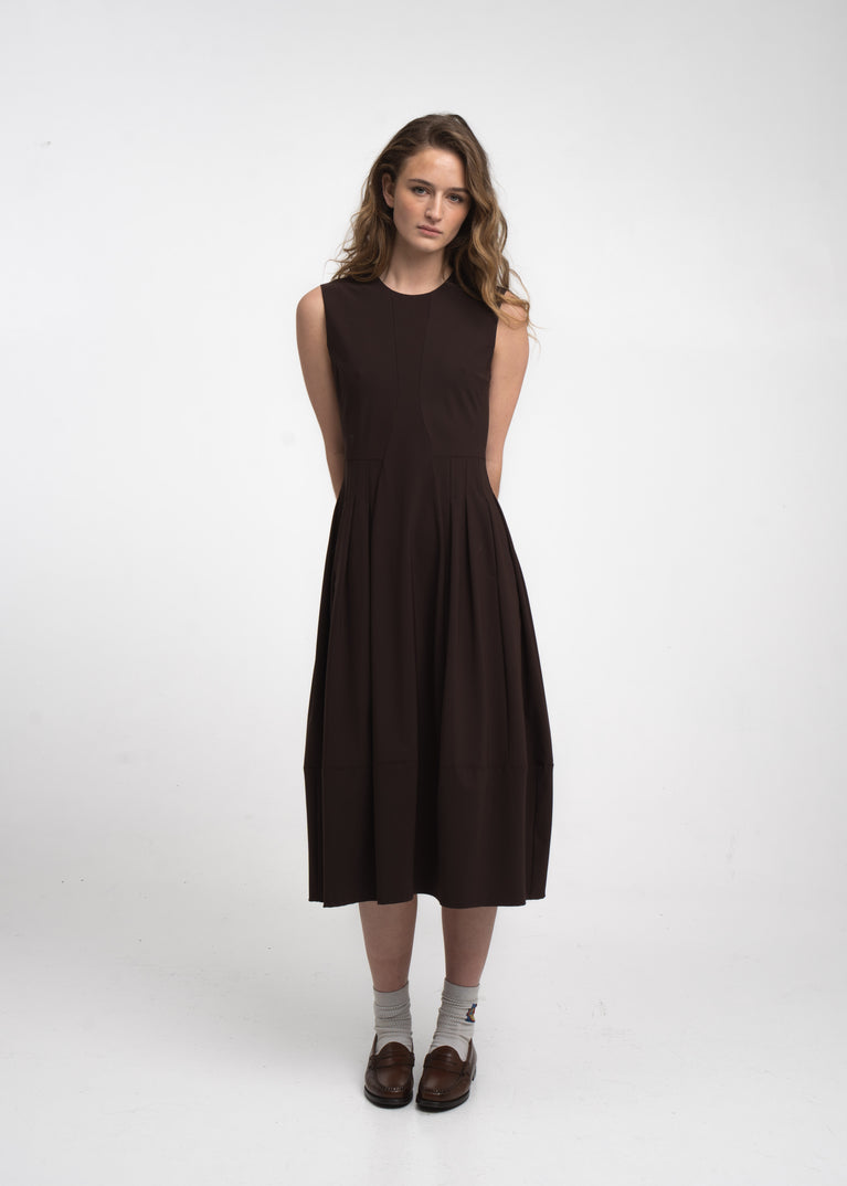 Heide jurk technical jersey | Chocolate