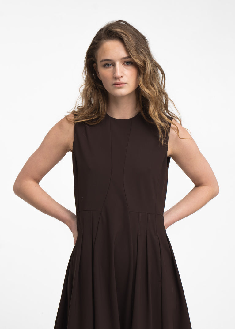 Heide jurk technical jersey | Chocolate