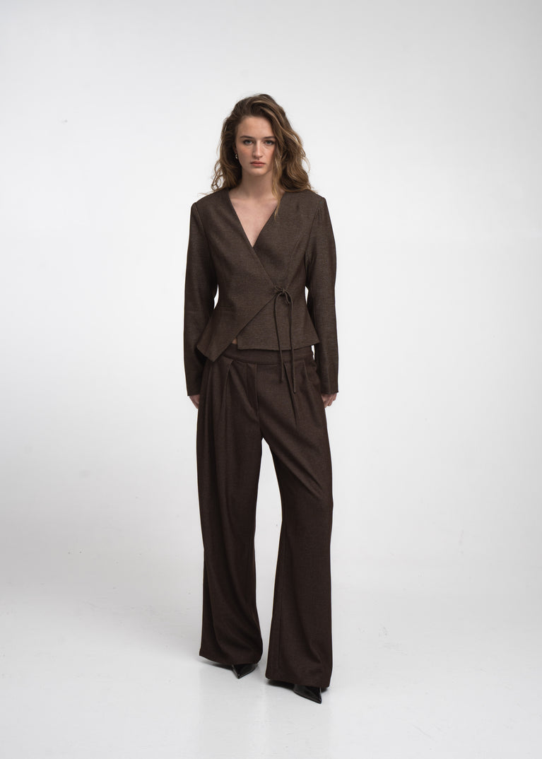 Lean wide-leg Hose | Dark Brown