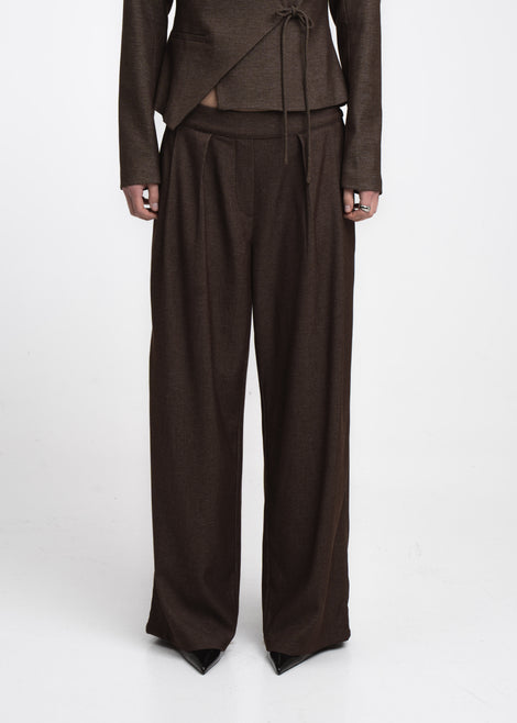 Lean wide-leg Hose | Dark Brown