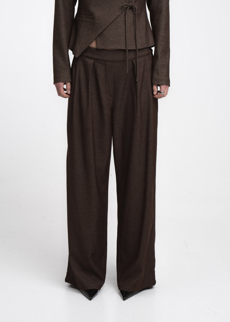 Lean wide-leg Hose | Dark Brown
