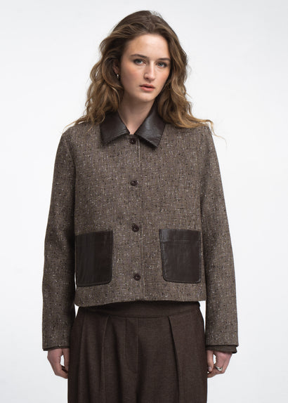 Isolde wool blend pocket blazer | Brown