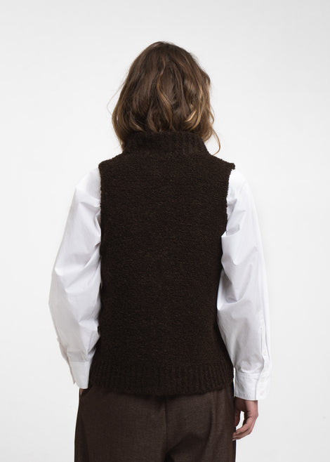 Vest Boucle long zip | Brown