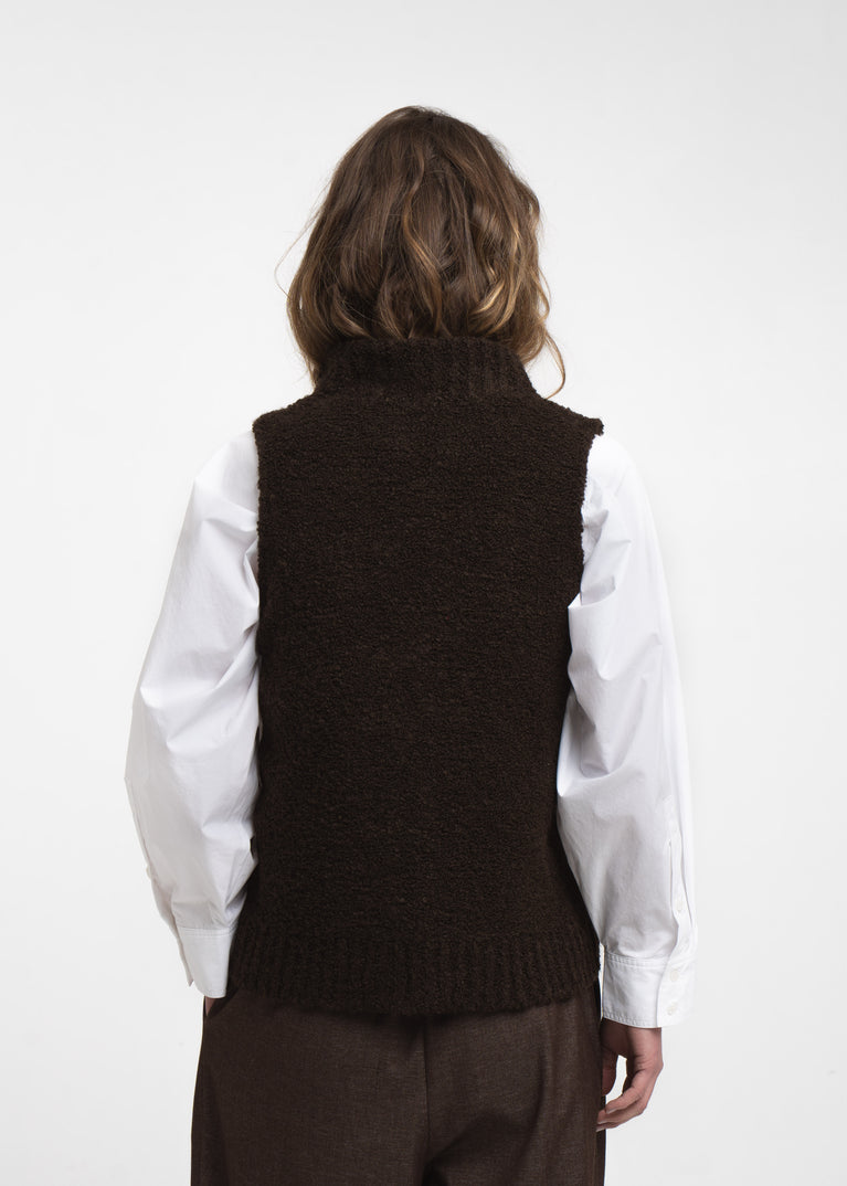 Vest Boucle Lang zip | Brown