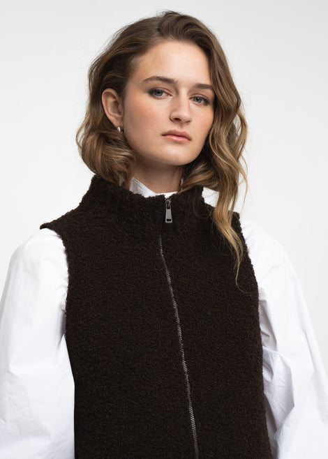 Vest Boucle Lang zip | Brown