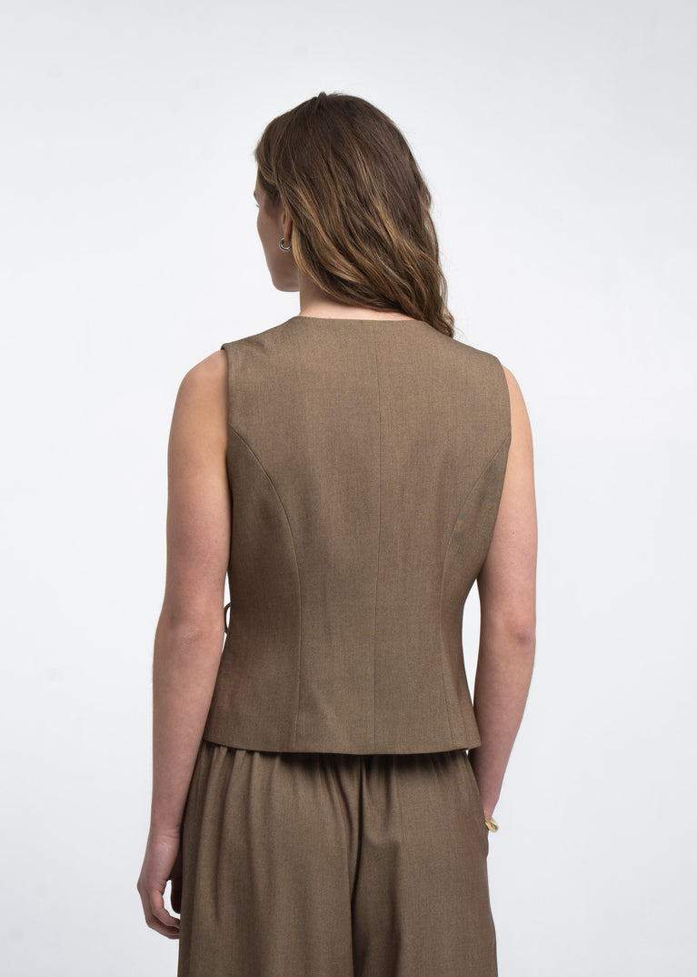 Nyra Viskose blend waistcoat | Brown