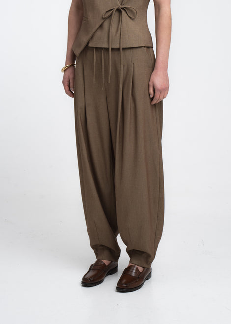 Elodie viscose blend barel broek | Brown
