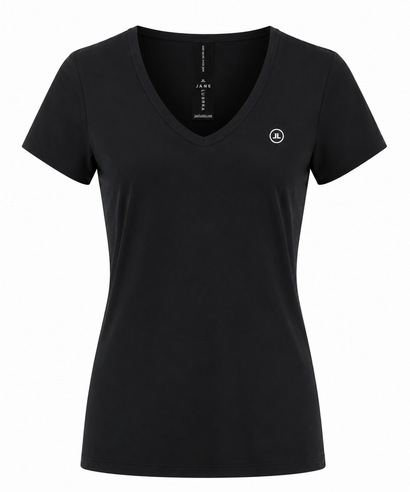 T-shirt scollo a V Easy Wear in cotone biologico | Nero