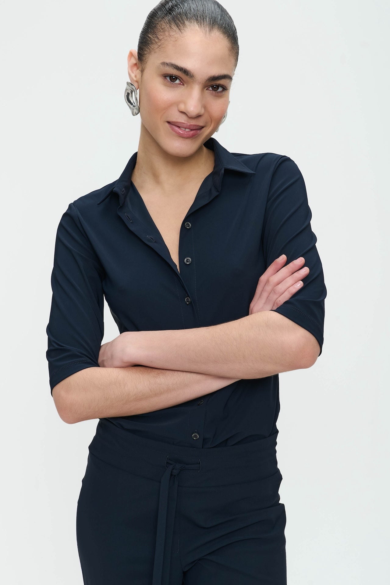 Blouse Betty easy wear Technical Jersey | Blue