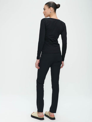 Broek Emma-straight leg fit Technical Jersey | Black