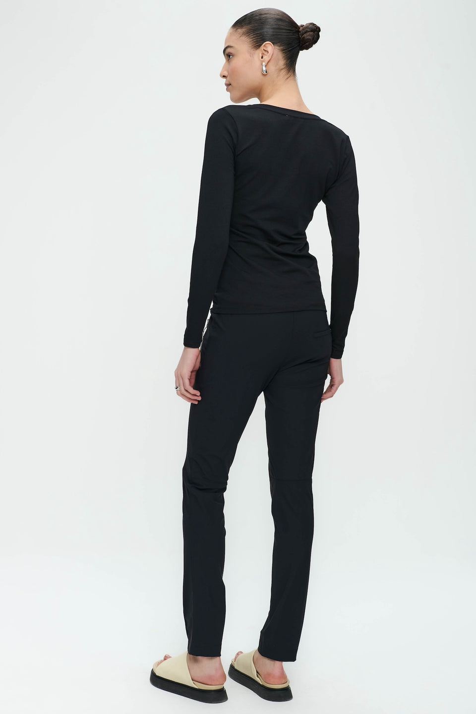 Broek Emma-straight leg fit Technical Jersey | Black