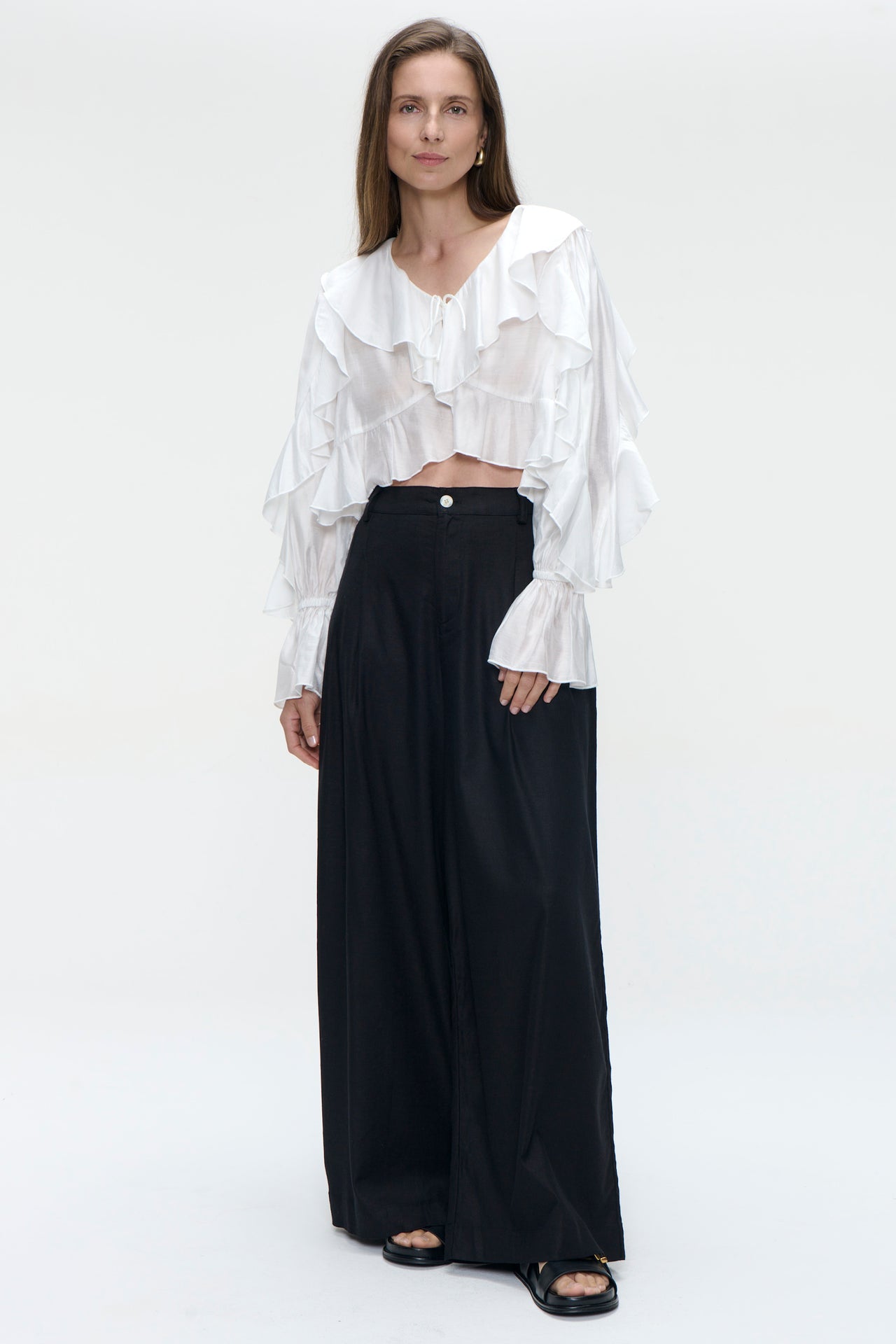 Saby ruffled viscose blouse | White