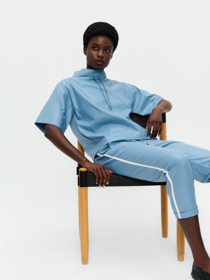 Florian eco-leather top | Light Blue