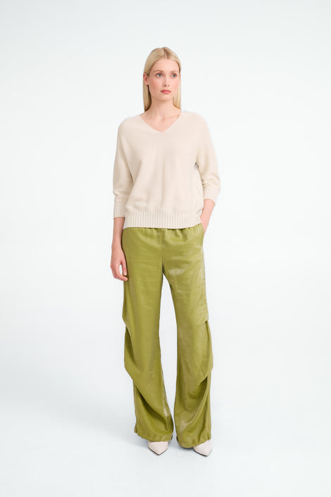 AvalonN shiny viscose pants | Lime