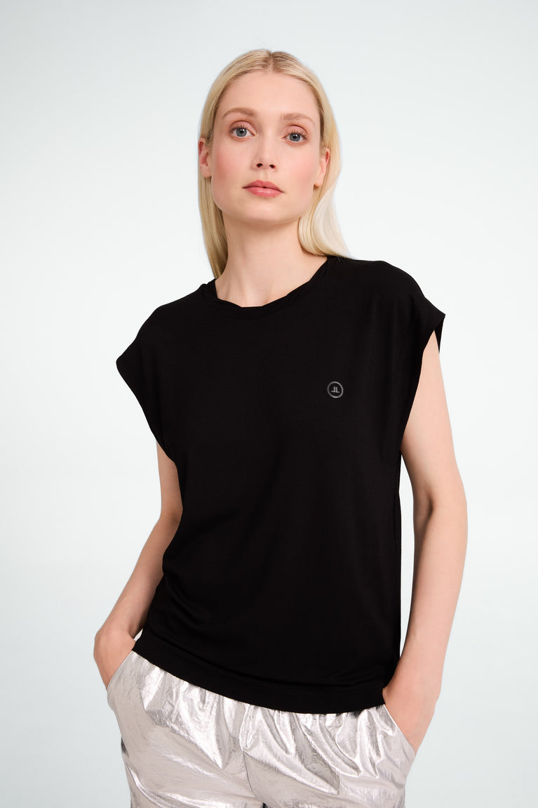 Maria strech viscose logo top | Black