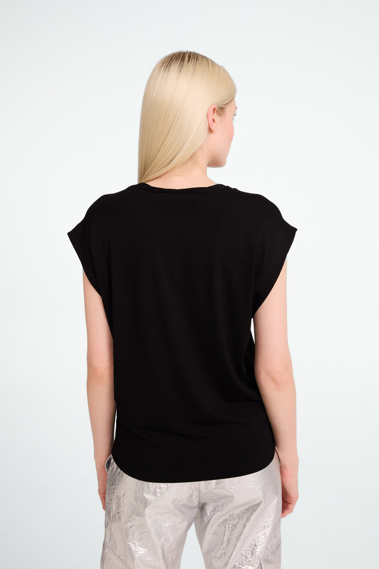 Maria strech viscose logo top | Black