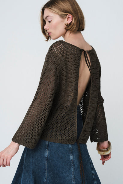 Open-back sweater 2041 | Green