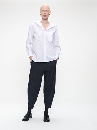 Stasi poplin hooded blouse | White