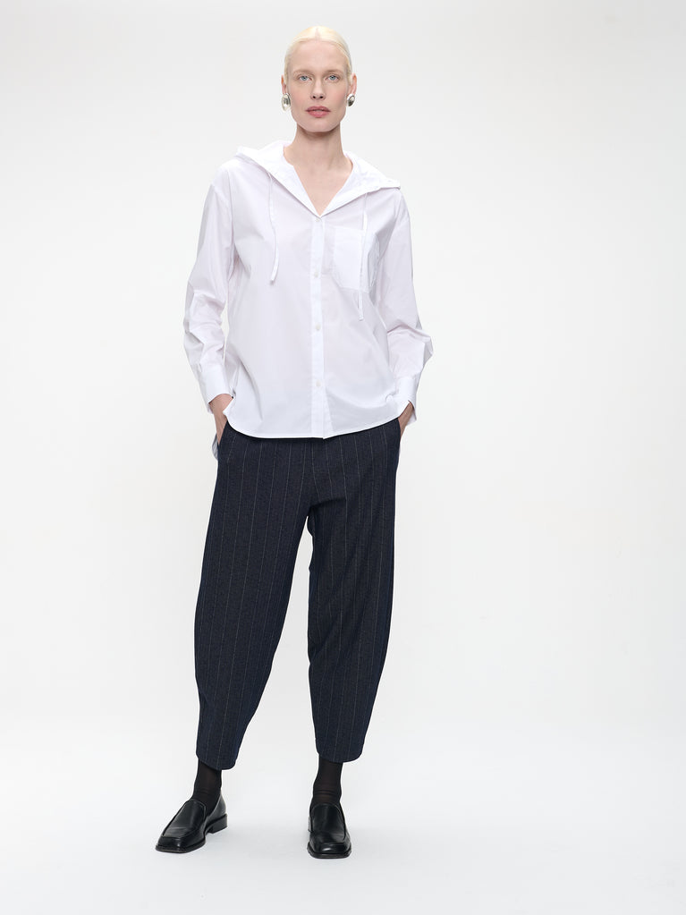 Stasi poplin hooded blouse | White