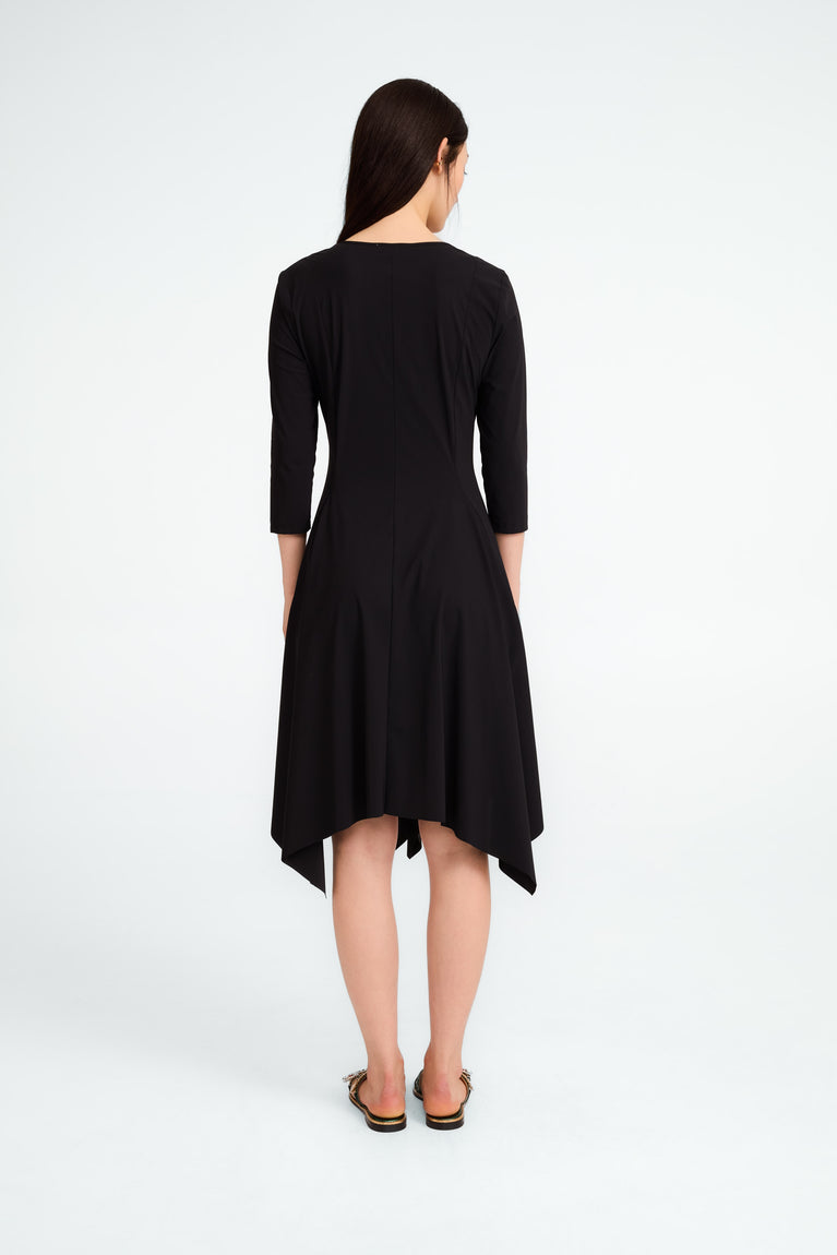 Caro LS strech technical jersey dress | Black