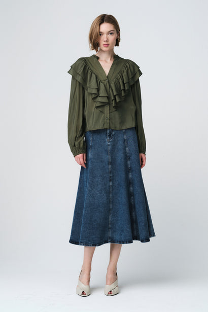 Beny viscose blouse | Legergroen