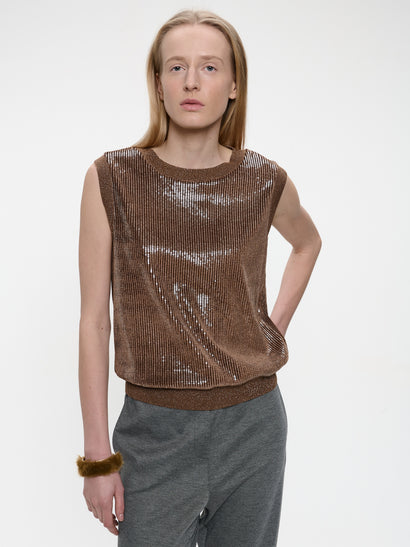 Pallino sequins top | Gold
