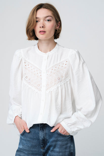 Blouse Vesy en dentelle de viscose | Cloud Dancer 2
