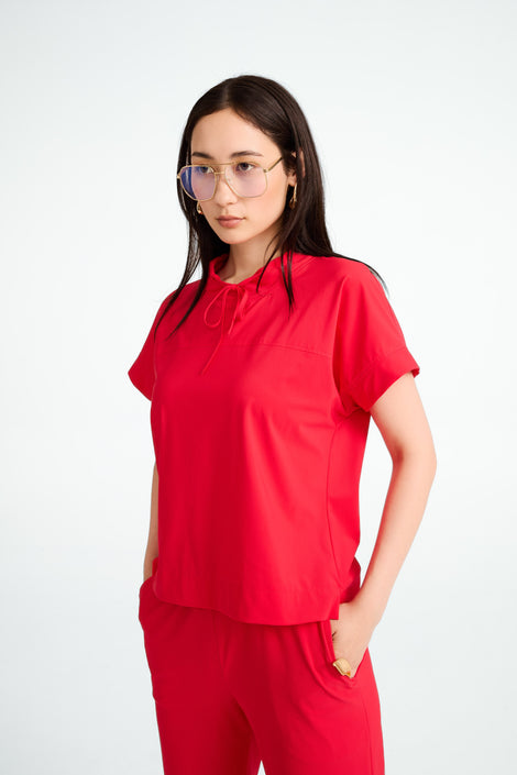 Lucca strech technical jersey top | Red